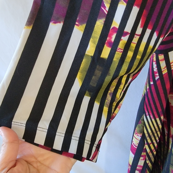 Ashley Stewart Multicolor Striped Floral Maxi Dress Sz 34/36 Long Sleeve Stretch - Picture 5 of 12